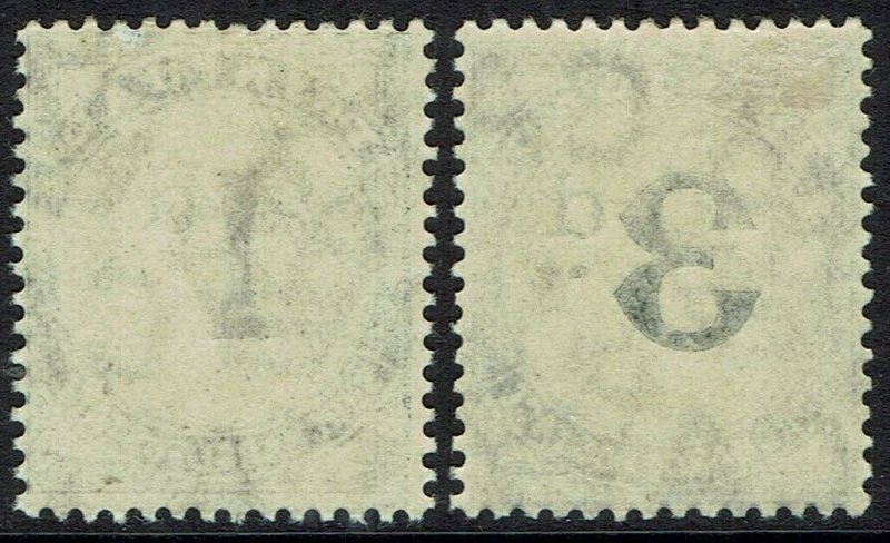 TRINIDAD 1905 POSTAGE DUE 1D AND 3D WMK MULTI CROWN CA