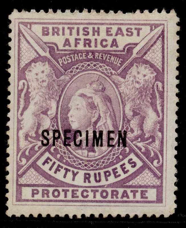 BRITISH EAST AFRICA QV SG99s, 50r mauve, M MINT. Cat £400. SPECIMEN