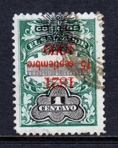 El Salvador - Scott #374a - Inverted watermark - Used - Short perf - SCV $10