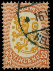 FINLAND #152 (134) 25mk Lion, wmk posthorn, used, VF, Scott $400.00