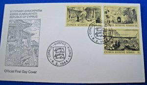 CYPRUS 1984  -  SCOTT #621-623  FDC     (GG-C8)