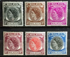 Malaya MALACCA 1954-57 QEII 6V Mint part set M4780