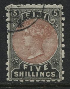 Fiji QV 1882 5/ black & red brown used