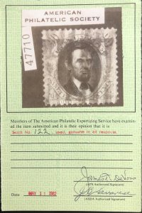 TangStamps: US Stamp #122 Pictorial Lincoln Used PSE Graded 85 VF-XF SMQ $3150