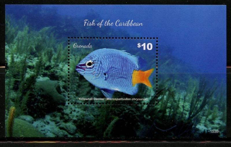 GRENADA  2015 FISH OF THE CARIBBEAN  SOUVENIR SHEET II  MINT NH 