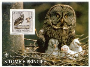 St Thomas & Prince Is. - 2003 MNH owl souvenir sheet #1507 cv $ 9.00