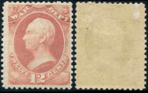 US Stamp Official War Department 12¢ Rose Red Mint Hinged 