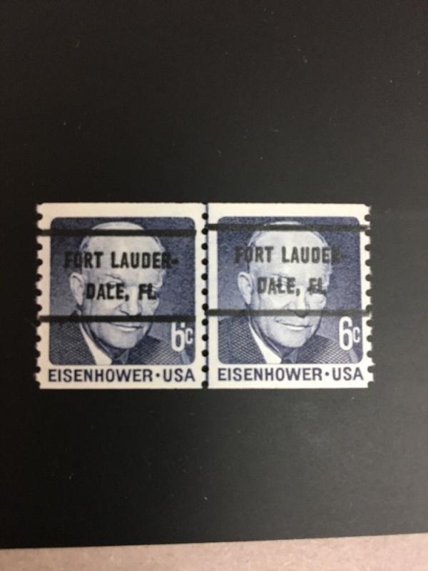 1401 .06 Eisenhower Bureau Pre.  Line Pair Mint Never Hinged. Scarce Cat. $525