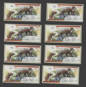 2014 Israel Beech Marten Set of 8 ATM Labels MNH #001