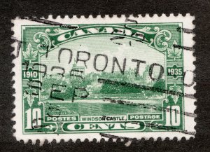 1935 Canada #215 Windsor Castle 10¢ VF Used stamp. Dated Toronto roller cancel