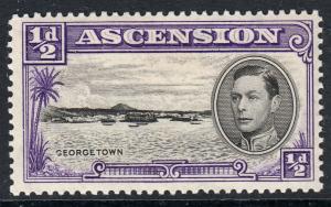 Ascension KGVI 1938 0.5d Black Violet SG38 Mounted Mint