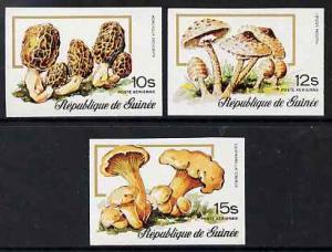 Guinea - Conakry 1977 Mushrooms the 3 Air values imperf f...