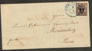 Hanover 1859,Sc.#12 used on part of cover, envelope reused