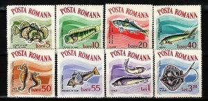 Romania Sc 1635-42 MNH Set of 1964 - Marine Life, Fish, Sea Horses