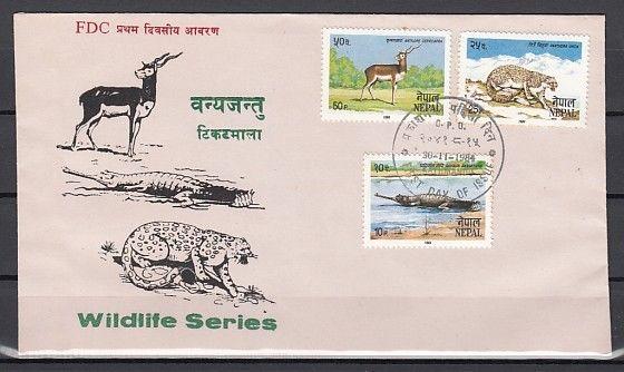 Nepal, Scott cat. 425-427. Wildlife issue on a First day cover.  