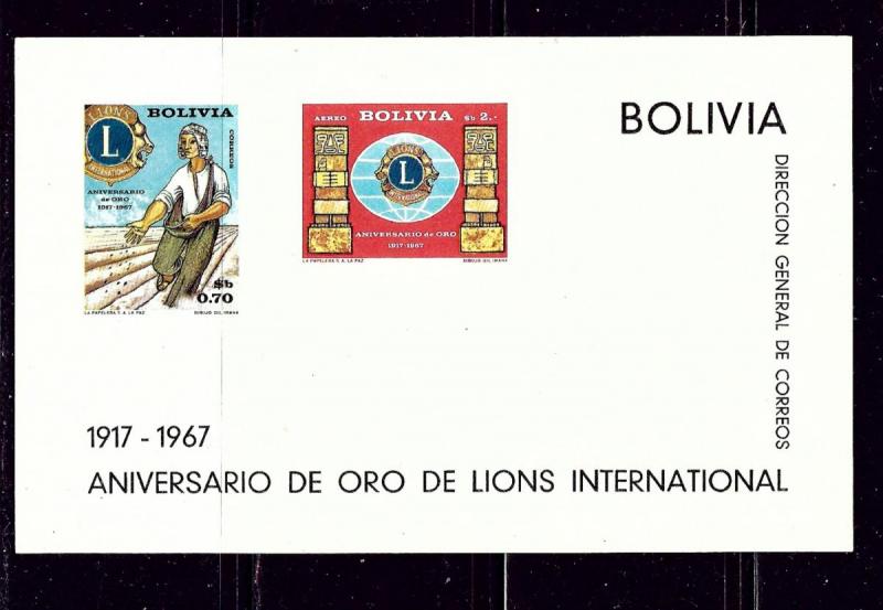 Bolivia C273a MNH 1967 Lions Intl S/S