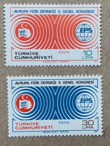 Turkey 1981 European Physical Society, MNH. Scott 2196-2197, CV $1.50