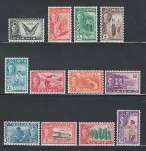 Sarawak 1950 King George VI Pictorials Scott # 180 - 191 MH (Short Set)