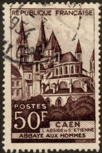 France 674 - Used - 50fr Abbey Aux Hommes (1951) (2)
