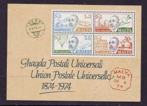 Malta-Sc#487a-unused NH sheet-Universal Postal Union [ UPU ]