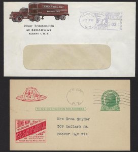 US 1958 MOTOR TRANSPORT ADVERTISING COVER & READY JELL ALBANY & TROY NY