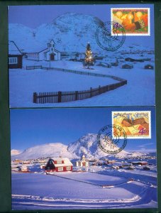 Greenland. 1999. 2 FD. Maximum Card. Christmas. Sc. # 355-56.