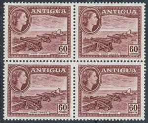 ANTIGUA 1953 QEII FORT JAMES 60C MNH ** BLOCK