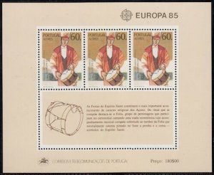 AZORES Sc # 353a CPL MNH EUROPA 1985 S/S of 3 MUSIC