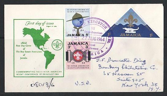 Jamaica, Scott cat. 233-235. Scout Conference. Registered First day cover. ^