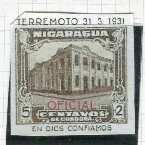 NICARAGUA; 1931 early Pictorial Official issue IMPERF PROOF/ESSAY, 5c.