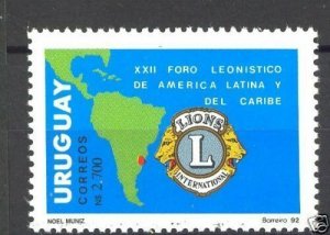 Lions Club 22nd Latin american forum map URUGUAY Sc#1433 MNH STAMP cv$3 