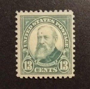 US Scott 622 13c Harrison MNH VF/XF OG P11 Green 1925 SCV $25.00