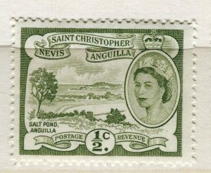 NEVIS ST. CHRISTOPHER; 1954 early QEII pictorial issue MINT MNH 1/2c. value