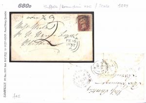 GB Cover NORFOLK 1d Red UDC Suffolk Barningham Scole 1857{samwells-covers}680d 