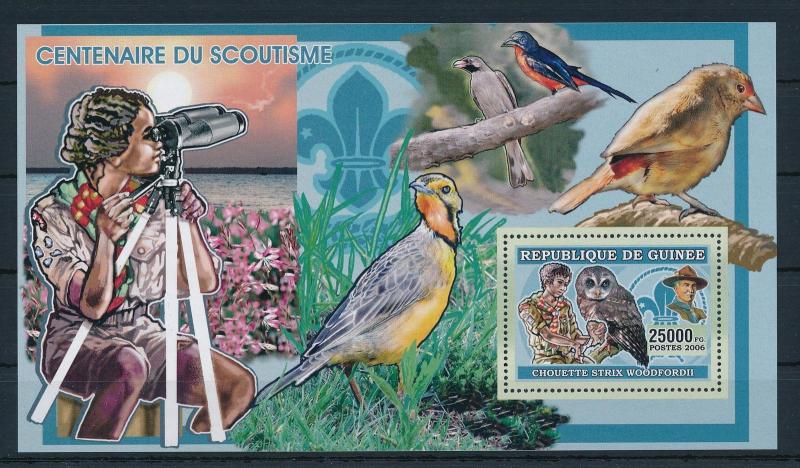 [26477] Guinea 2006 Animals Owls Birds Scouting MNH  Souvenir Sheet