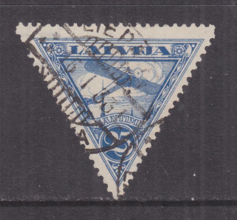 LATVIA, 1931, Air, Triangle, new watermark, perf. 11, 25s. Blue, used.