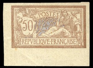 France, 1900-1950 #123a (YT 120a) Cat€750, 50c bister brown and gray, lower...