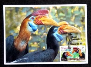 *FREE SHIP Singapore Bird Paradise Park 2023 Knobbed Hornbill (maxicard)