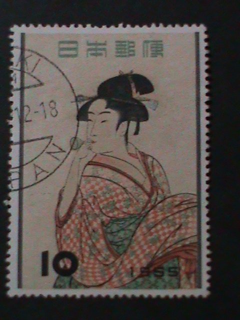 ​JAPAN-1955-SC#616-CENTENARY DEATH OF WOOD CUT ARTIST UTAMARO-USED-VF