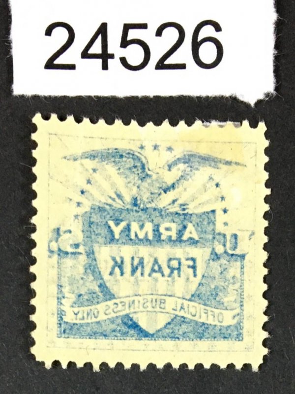 US STAMPS # 1 ARMY FRANK OFFSET MINT OG H CAT. $ LOT #24526