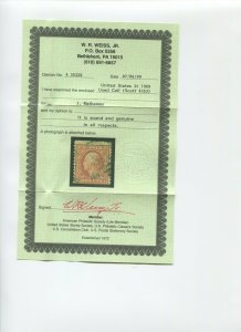 Scott 353 Washington USED Coil Stamp with Weiss Cert (Stock 353-19)