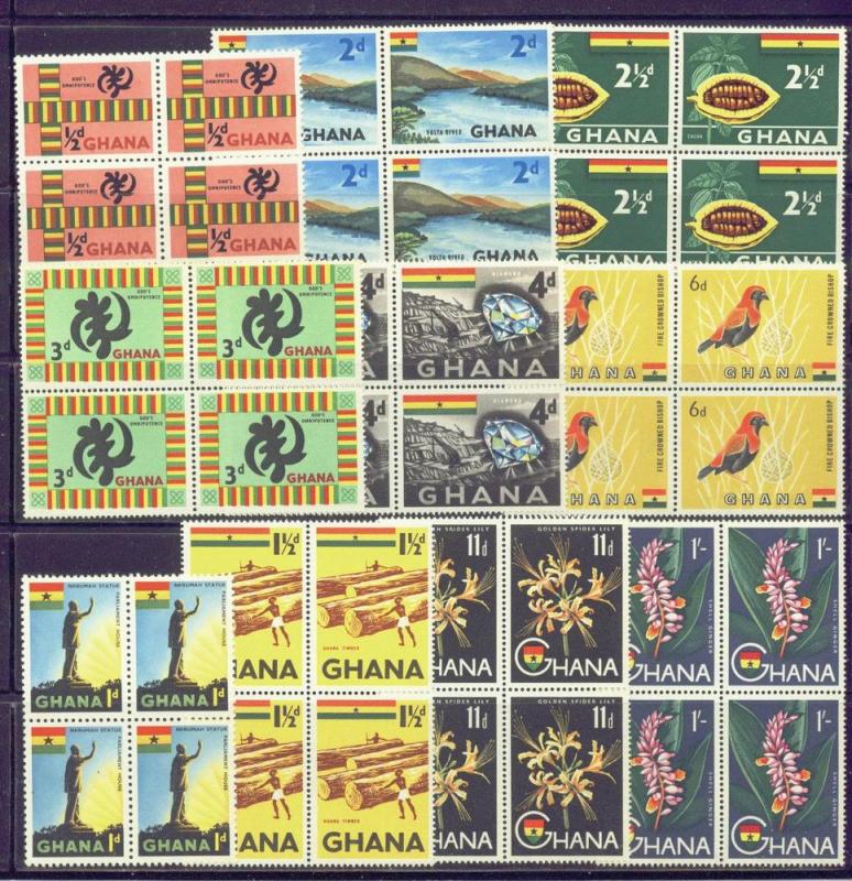 GHANA  48-57 MNH 1959 DEFINITIVE PICTORIALS BLOCKS