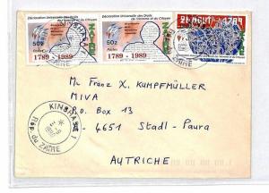 ZAIRE Cover *Kinshasa* Missionary Air Mail MIVA Austria 1990 {samwells} CM373