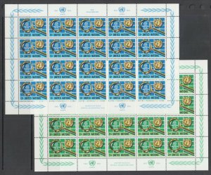 UN, New York Sc 278-279, 310-311 MNH. 1976 UN, 1979 IYC, 2 Full Panes, cplt sets