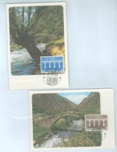 Andorra (French) 323-324 1984 Europa (set of two) Bridges on two maximum card FDCs with Bridge cancels