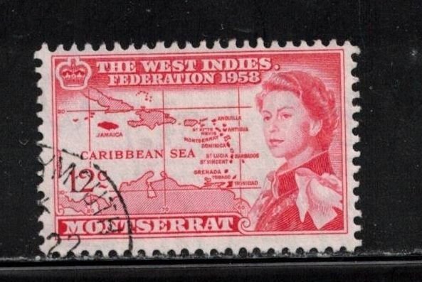 MONTSERRAT Scott # 145 Used - QEII & Map