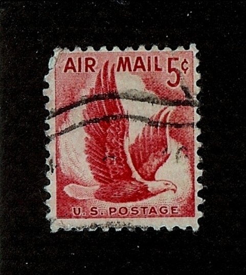 US Scott C50 Air Mail 5c Eagle in Flight USED F/VF VLH 11x10.5 1958 USA