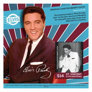 St. Vincent 2016 - Elvis Presley, Memphis Charity Show - Souvenir Sheet - MNH