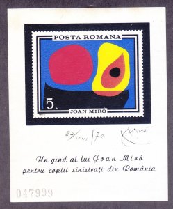 Romania 2217 MNH 1970 Abstract by Joan Miro Souvenir Sheet