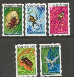 CHAD  252-256  MNH,  INSECTS AND SPIDERS